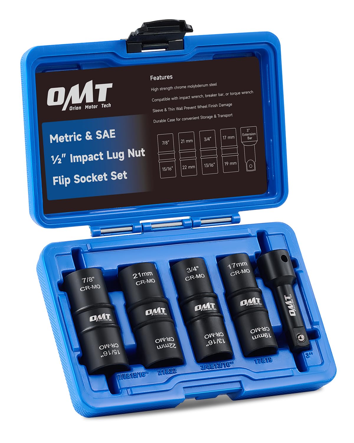 Orion Motor Tech Lug Nut Socket Set, 5pc 1/2